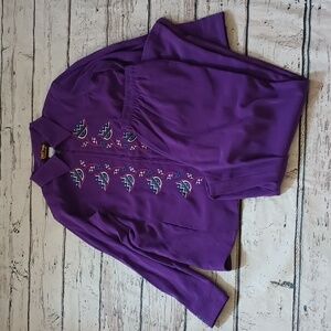 Bob Mackie Wearable Art Purple Southwest Floral Embroidered Tracksuit M